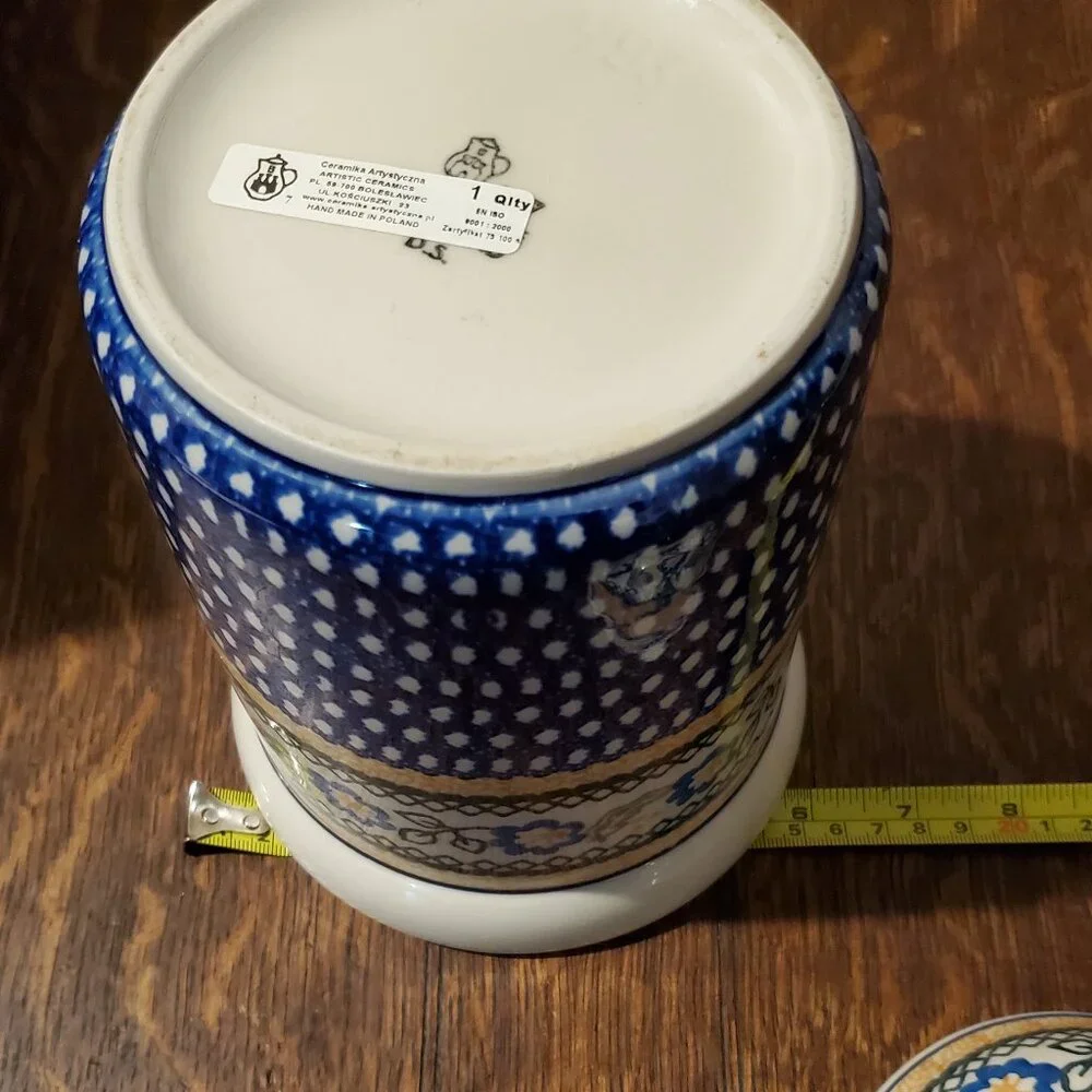 Ceramika Artystyczna Handpainted Polish Pottery Canister Jar with Lid